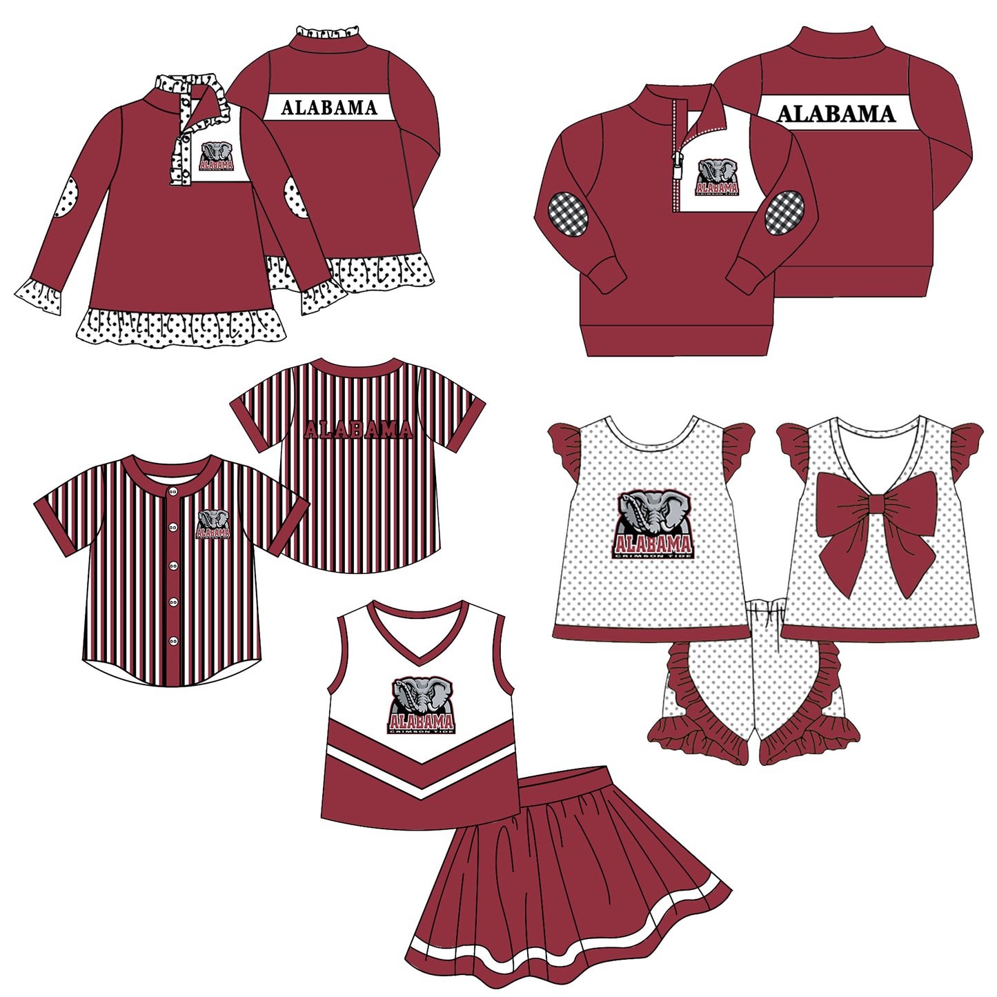 Custom moq 5 mix size milk silk summer teams Girls Long Sleeve Dark Red Top Matching Short Sleeve Set Boys Tops