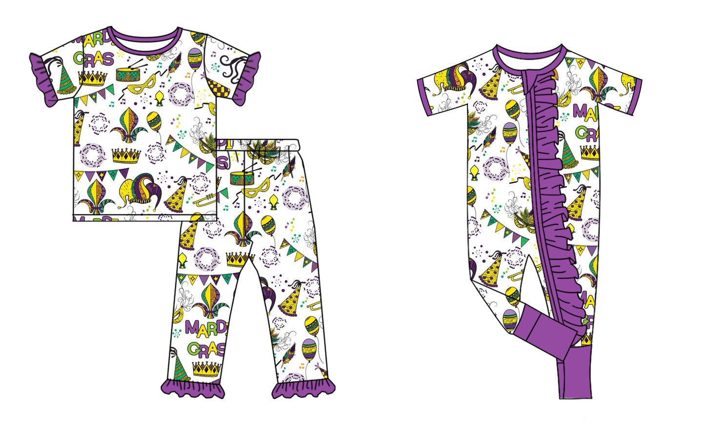 25.9.13 custom each style moq 5eta 6-8week Sibling Sisters mardi gras bow baby girl clothes short sleeve pants sets and romper match family design