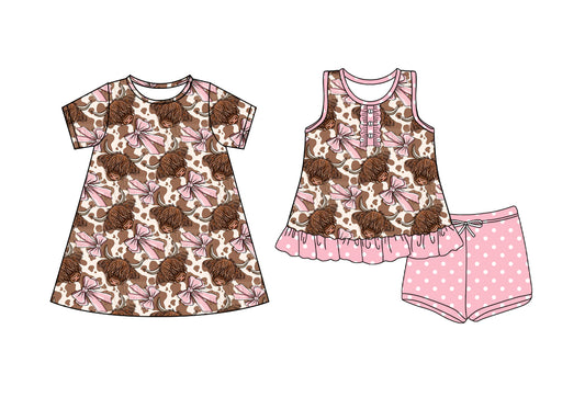 4.4 custom each style moq 5eta 4-6week Sibling Sister alpine floral baby girl short sleeve shorts sets and dresses match design