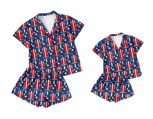 3.10 custom each style moq 5eta 4-6week Sibling Sister short sleeve shorts sets and adult sets match design