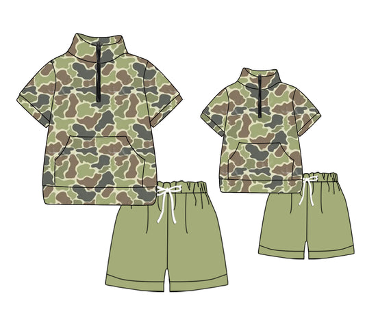 11.13 custom each style moq 5eta 4-6week Sibling Sister camouflage baby boys short sleeve shorts sets and adult sets match design