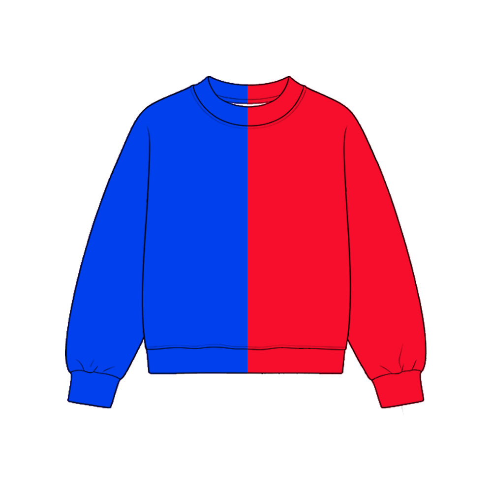 Custom moq 5 girls  Blank Cotton Royal Blue + Bright Red Sweatshirt