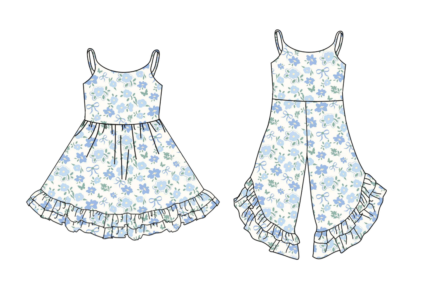 3.22 custom each style moq 5eta 4-6week Sibling Sister floral bow baby girl short sleeve dresses and jumpsuit match design