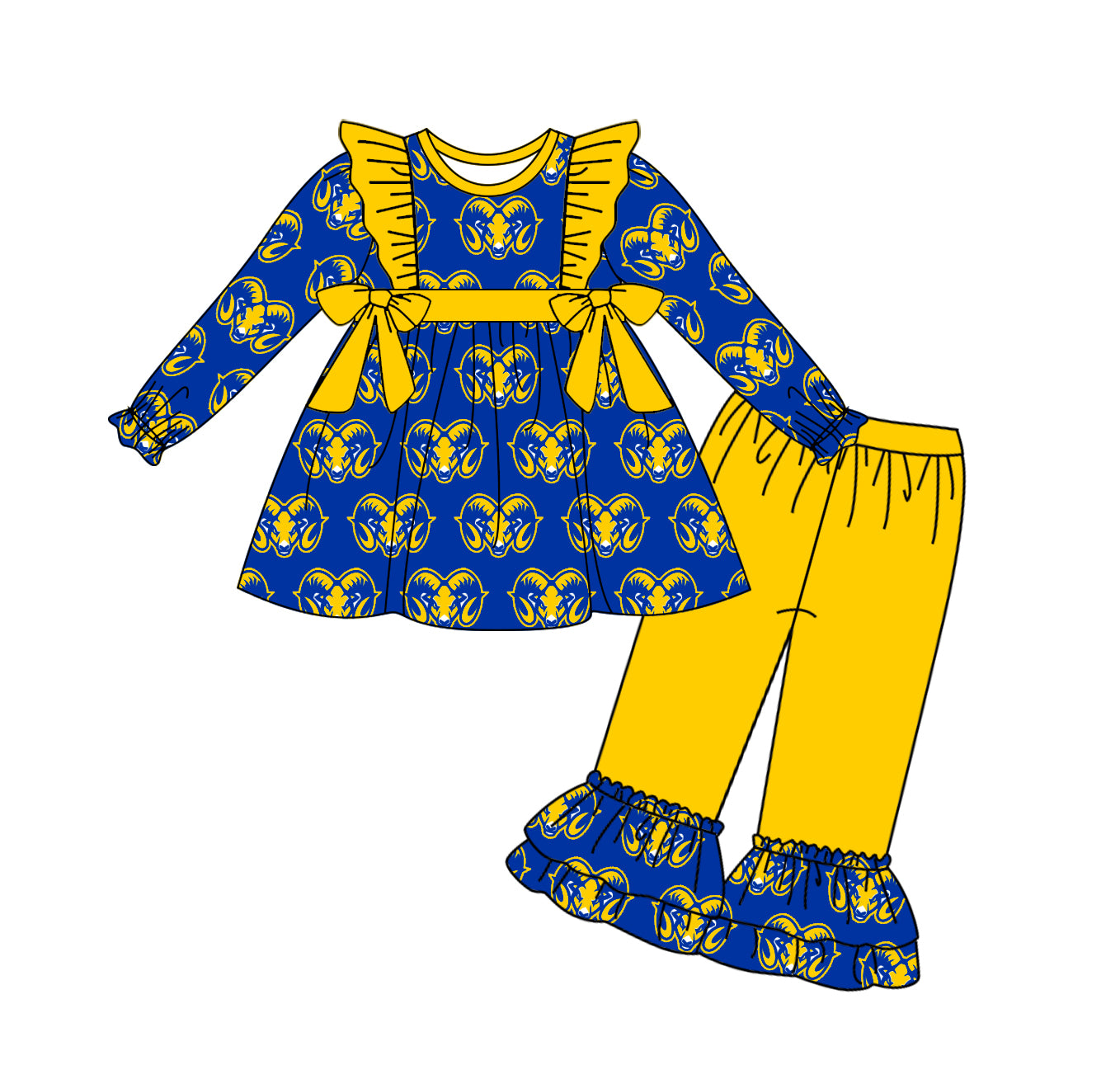 Deadline August 16 custom no moq  eta 6-7weeks Yellow long-sleeved trousers suit