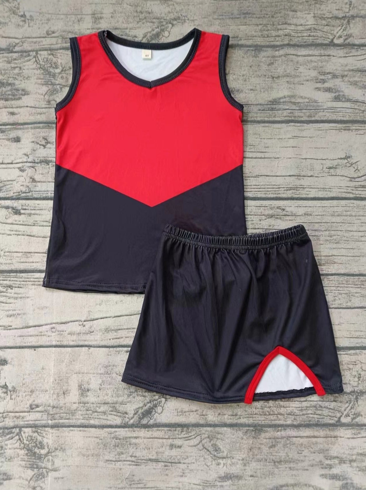 Summer Girls red and black sleeveless shorts Outfit