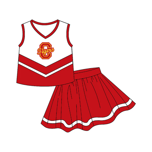 Custom moq 5 each style eta 6-7weeks baby girl clothes team red sleeveless skirts sets-25.8.6
