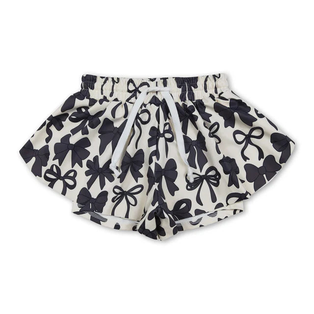 RTS NO MOQ Sibling Baby Girls Mardigras Bows Yoga Active Shorts Bottoms