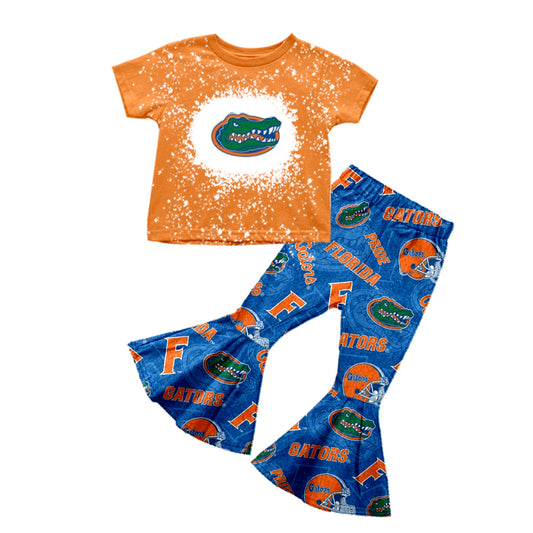 baby girl clothes team light orange top pants toddler girl summer outfit