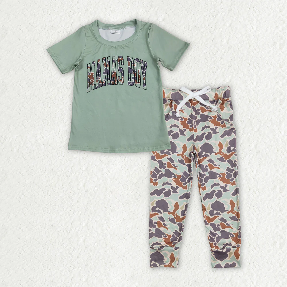 RTS NO MOQ Sibling Baby boy clothes MAMA short Sleeve pants Suits