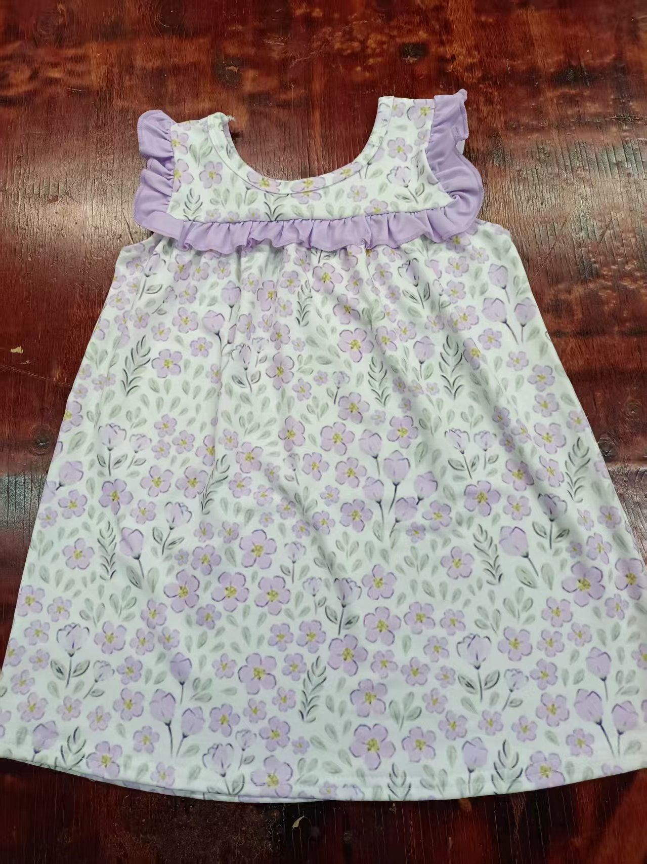 Custom moq 3 eta 6-7weeks baby girl clothes floral purple sleeveless dress-25.4.30