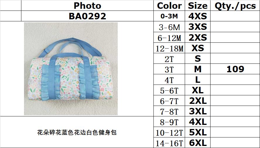 RTS NO MOQ BA0292 Gym bag with floral blue lace and white
