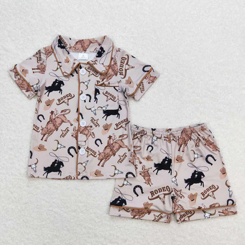 RTS baby boys clothes riding horse Short Sleeve Shorts Set rompers