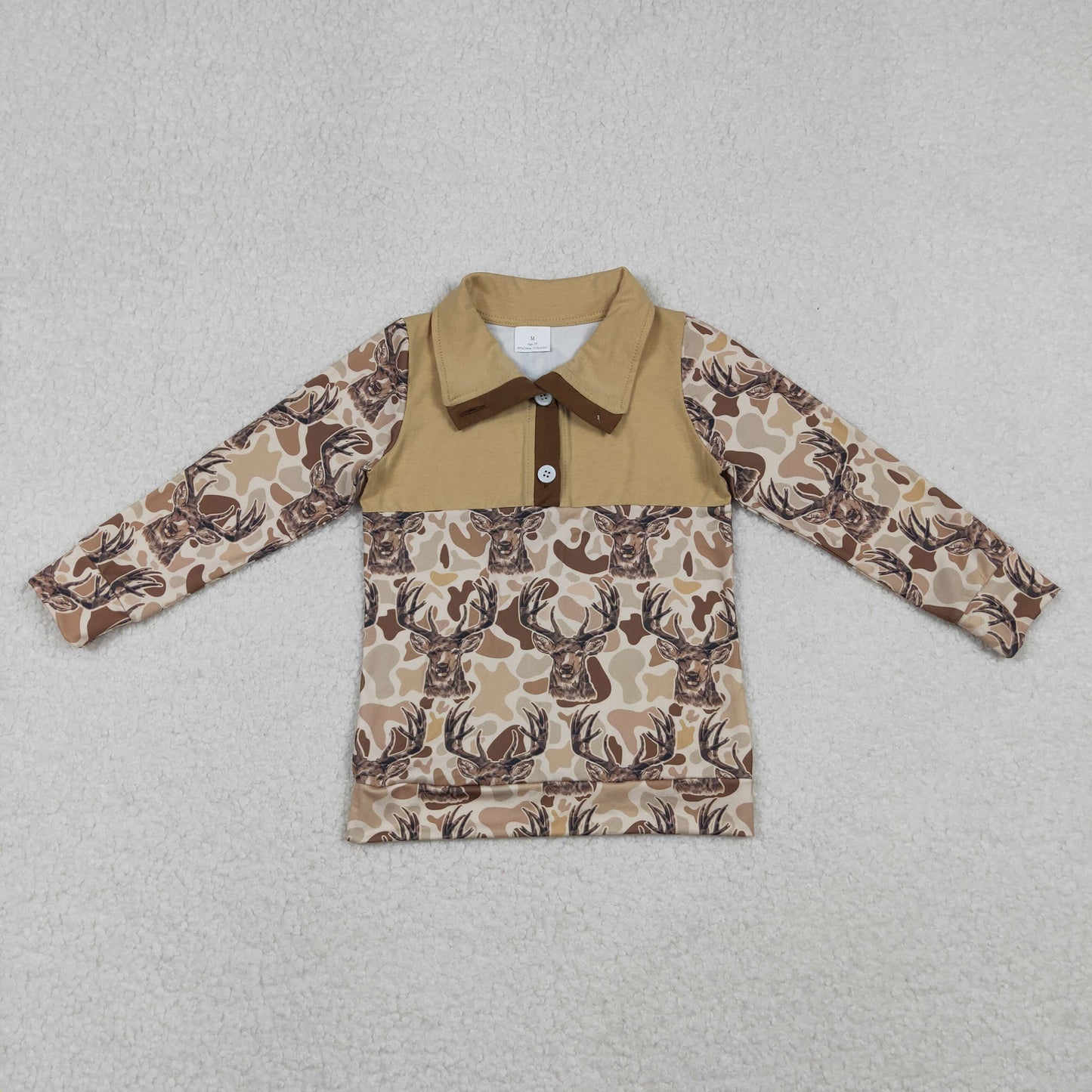 12/18m-7/8t RTS NO MOQ（In Stock) BT1338 Elk camouflage button-down long-sleeved top
