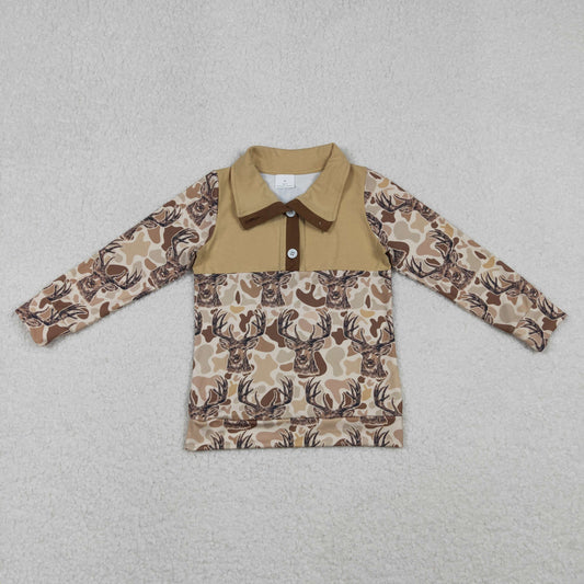 12/18m-7/8t RTS NO MOQ（In Stock) BT1338 Elk camouflage button-down long-sleeved top