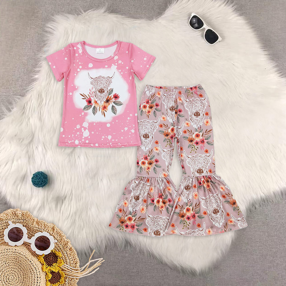 RTS NO MOQ Girls short sleeve pants Sets