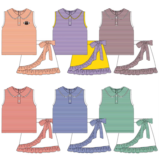 Custom moq 5 each style eta 6-7weeks baby girl clothes team sleeveless skirts sets 6-25.7.26