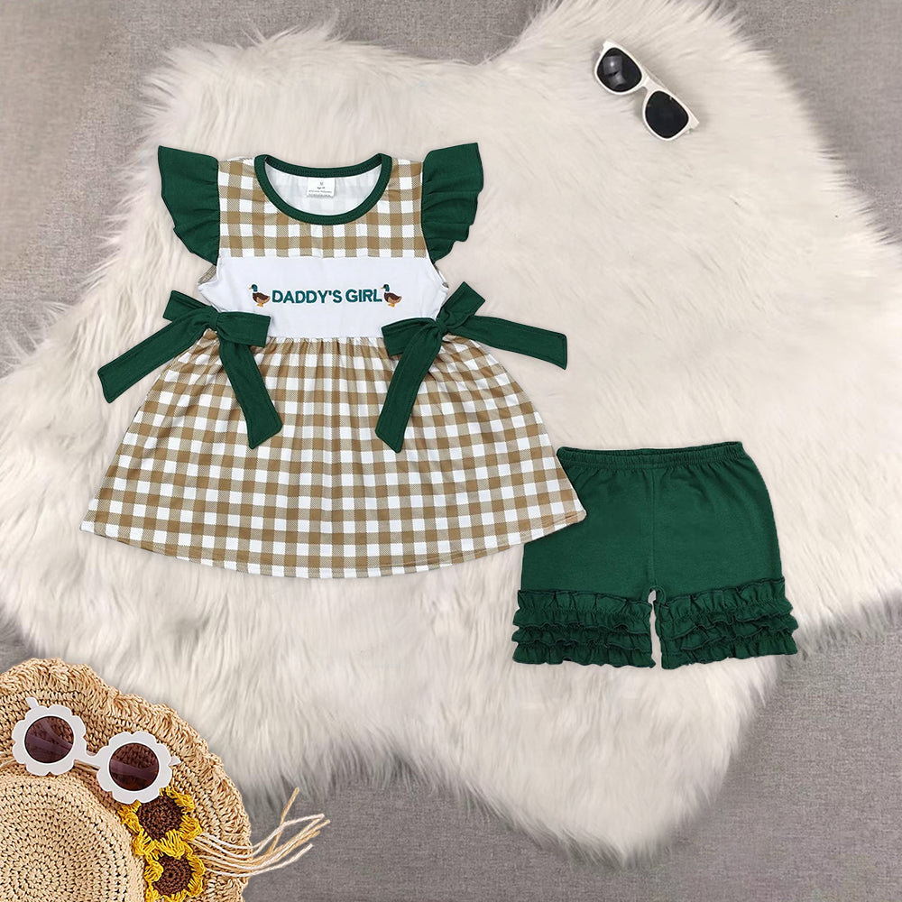 RTS Boys and girls Embroidered Short Sleeve Shorts sets dress rompers