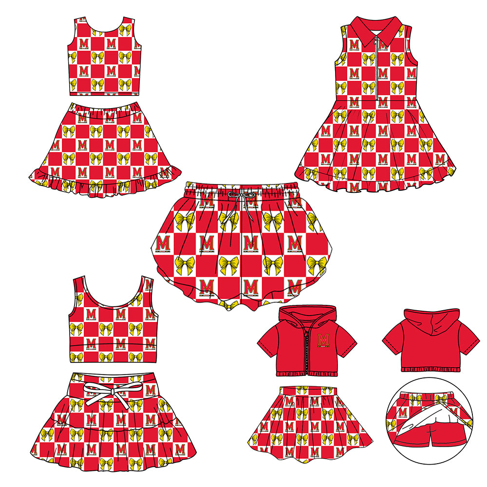 Custom moq 3 or 5 mix size milk silk summer teams baby girl clothes red sleeveless skirts sets 3 and dresss and shorts-26.1.21