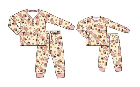 25.6.13 custom each style moq 5eta 4-6week Sibling Sister long sleeve pants sets and adult sets match design