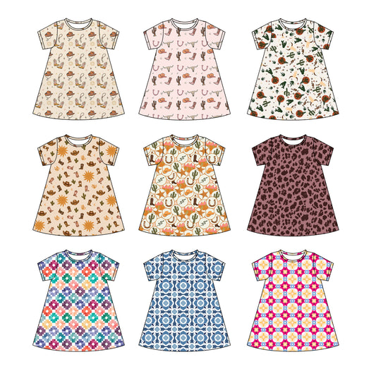 4.11 custom each style moq 5eta 4-6week Sibling Sister baby girls clothes Short sleeve dress 1 and dress 8 match family design