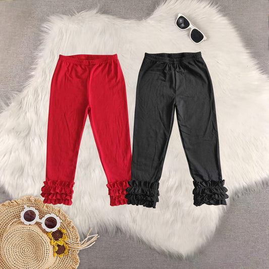 RTS NO MOQ Sibling baby girls clothes Solid color trousers mix