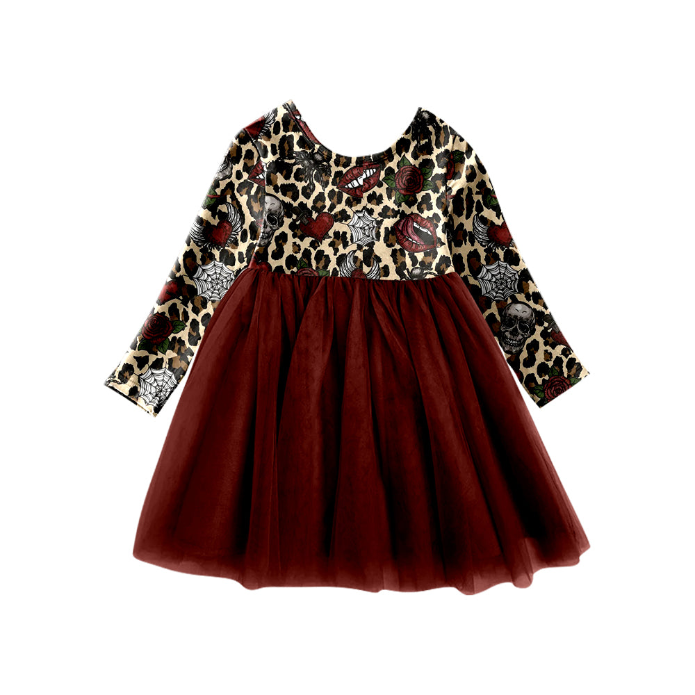 6.10 custom each style moq 5eta 4-6week baby girls clothes leopard red long sleeve girls dress