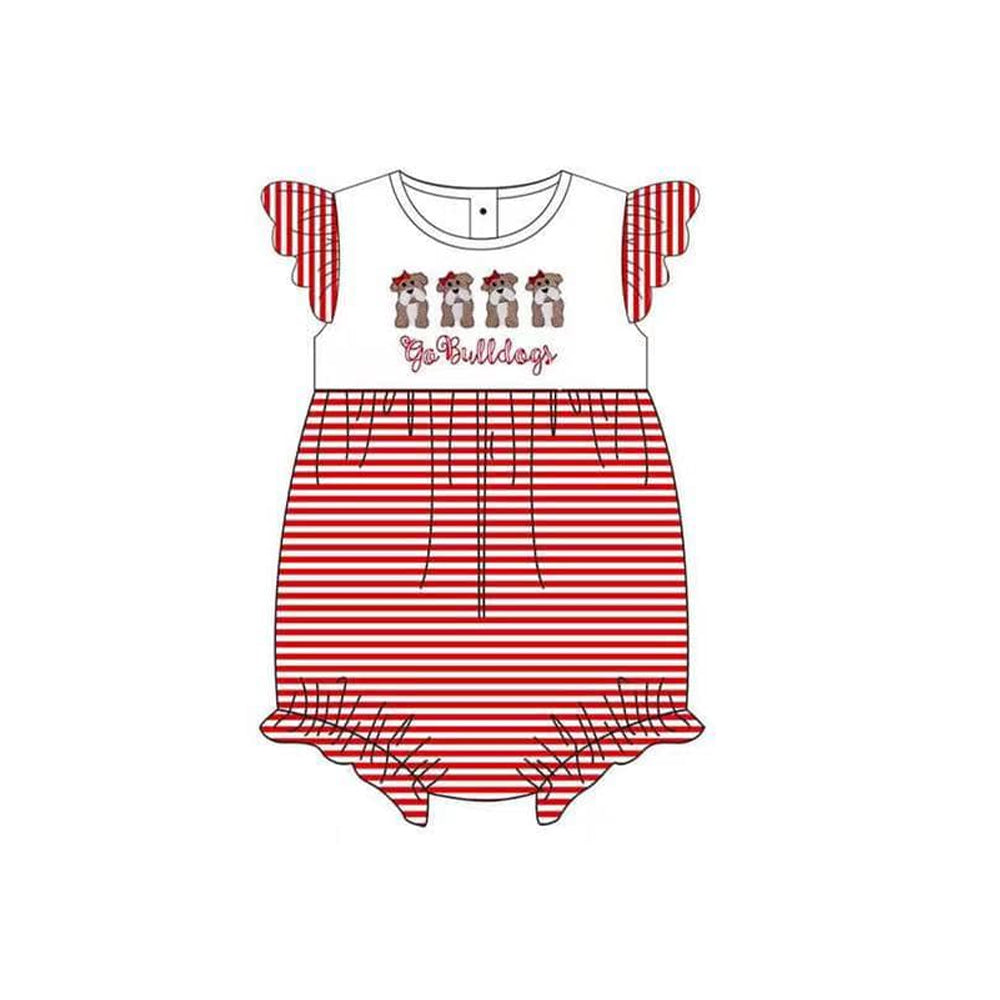 5.11custom each style moq 5eta 4-5week Sibling Sister four dogs prints red girls outfits and baby romper match family design