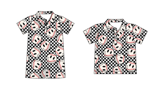 3.20 custom each style moq 5eta 4-6week Sibling Sister smiley baby boy rompers and top match family design