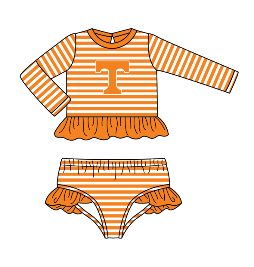 Custom moq 5 mix size milk silk summer teams baby girl boys clothes orange short sleeve shorts sets and swimsuit and rompers series