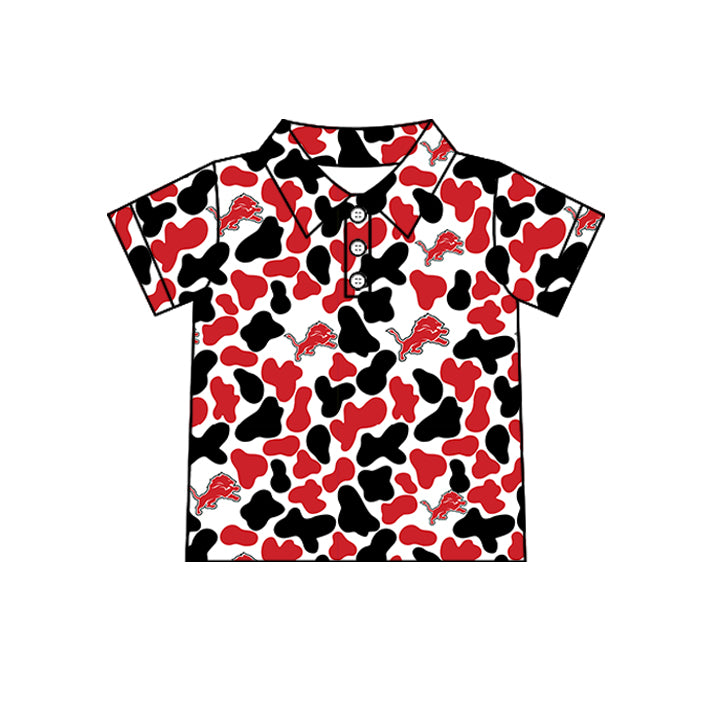 Custom moq 5 mix size summer teams Baby Boys Camo Button Short Sleeve Polo Shirt