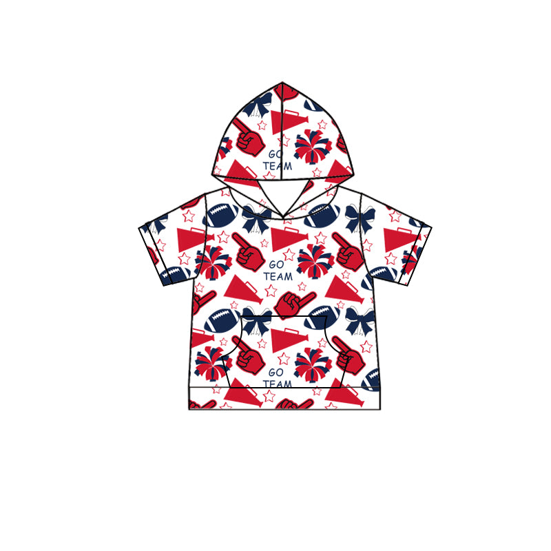Custom moq 5 each style summer teams baby girls clothes team red hooded long sleeve tops and short sleeve top and dress and shorts-25.6.12