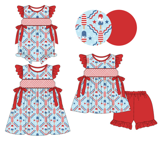 3.10 custom each style moq 5eta 4-6week Sibling Sisters baby girl short sleeve shorts sets and dress and rompers match family design