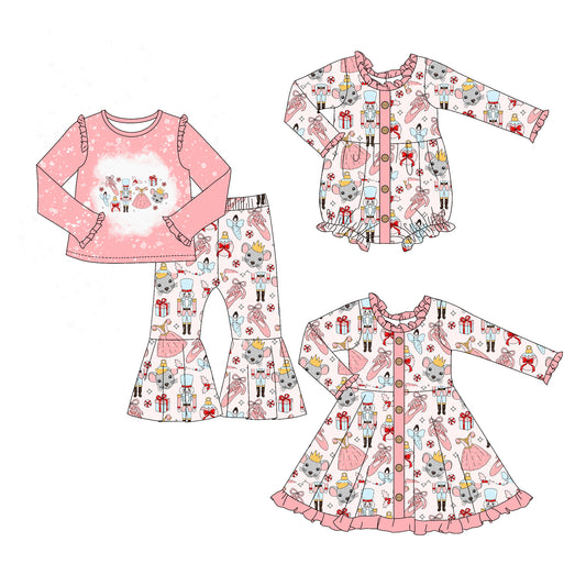 25.6.21 custom each style moq 5eta 4-6week Sibling Sisters Christmas baby girl long sleeve pants sets and dress and rompers match family design
