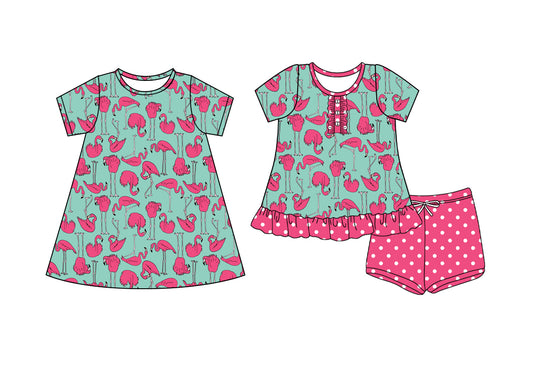 25.5.22 custom each style moq 5eta 4-6week Sibling Sister baby girl short sleeve shorts sets and dresses match design