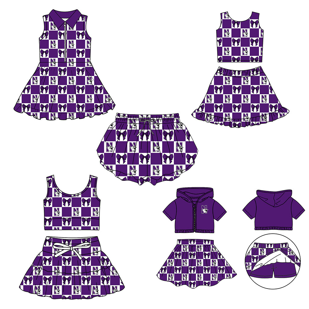 Custom moq 3 or 5 mix size milk silk summer teams baby girl clothes purple sleeveless skirts sets 3 and dresss and shorts-26.1.22