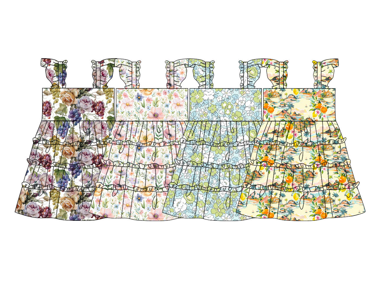 25.11.4 custom each style moq 5 eta 6-8week Sibling Sister floral baby girl flying sleeve dress 4 match design