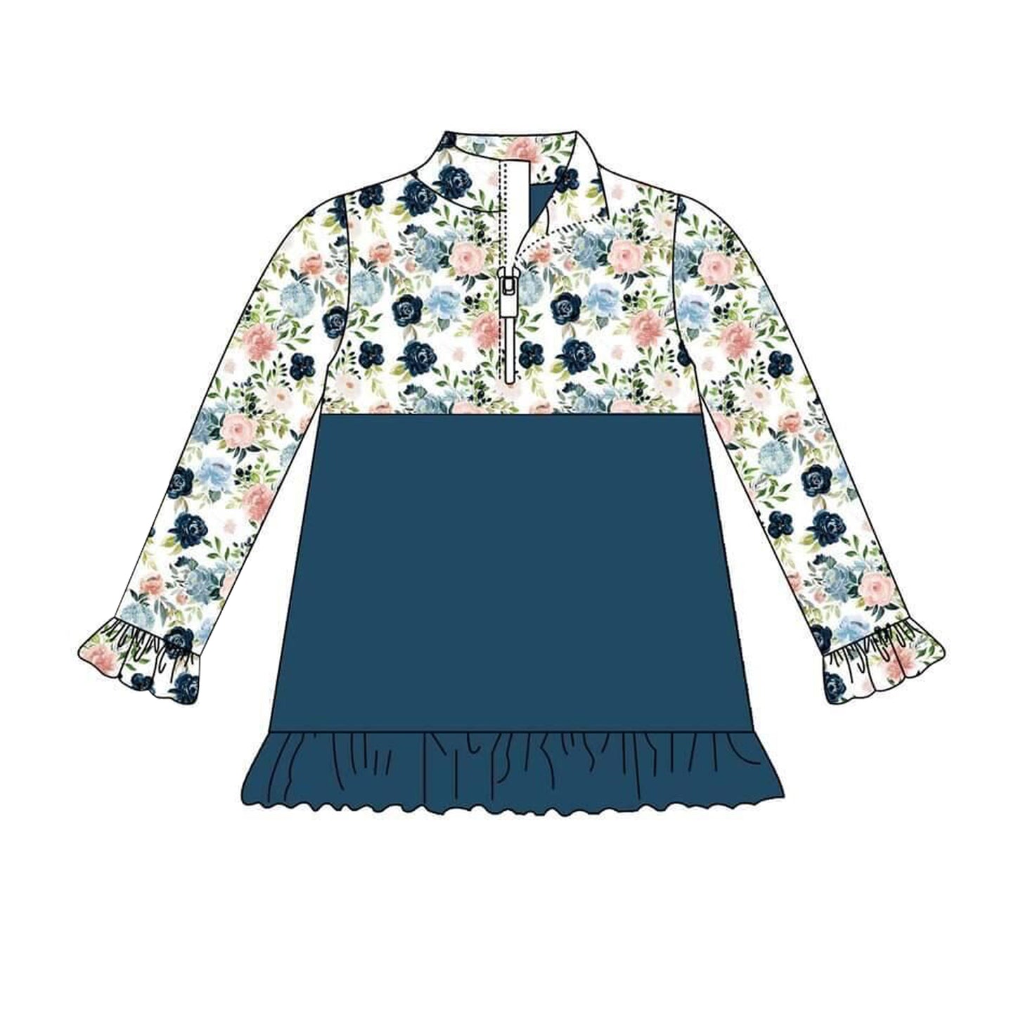 5.16custom each style moq 5eta 4-5week Sibling Sister Girls' long-sleeved tops with different styles and prints and colors match family design