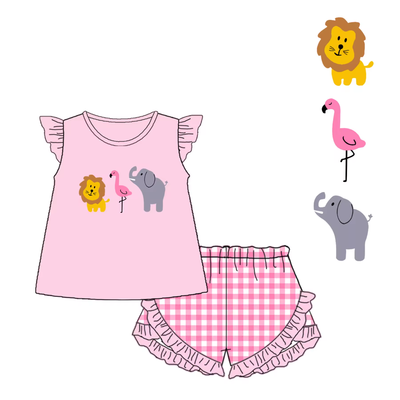 5.21custom each style moq 5eta 4-5week Sibling Sister animal print dark blue and pink girls and boys outfits and baby romper match family design