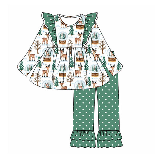 7.5 custom each style moq 5eta 4-6week Sibling Sister Christmas green baby girls sets and dress and rompers match family design