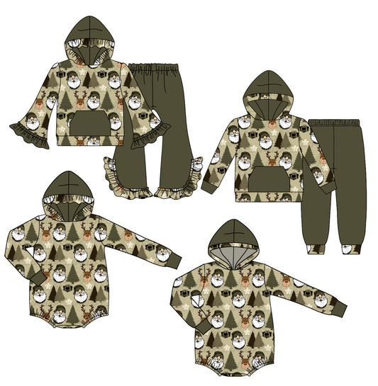 25.7.29 custom each style moq 5 eta 4-6week Sibling Sisters Christmas baby girl long sleeve pants sets 1 and sets 2 and romper 1 and romper 2 match family design