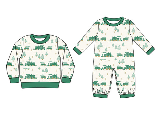25.6.27 custom each style moq 5eta 4-6week Sibling Sisters Christmas baby boy long sleeve romper and top match family design