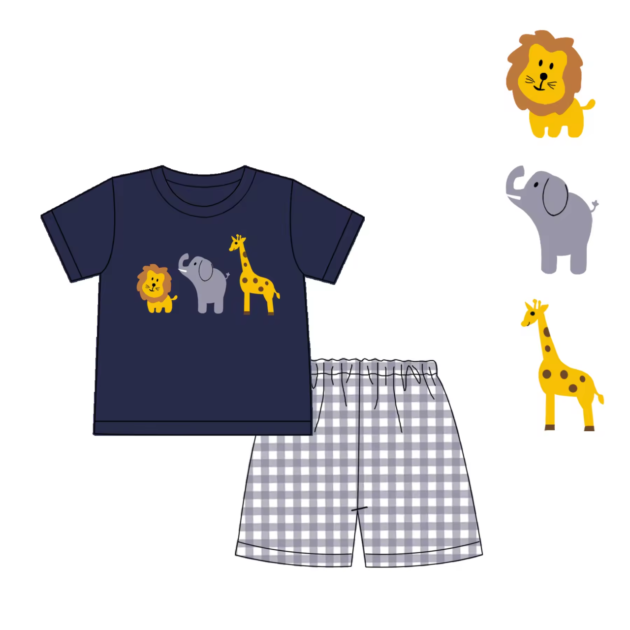 5.21custom each style moq 5eta 4-5week Sibling Sister animal print dark blue and pink girls and boys outfits and baby romper match family design