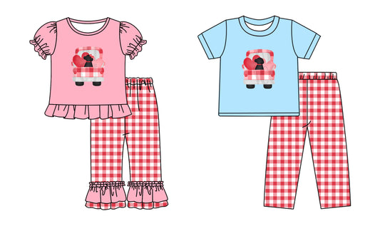 25.9.12 custom each style moq 5eta 6-8week Sibling Sisters love baby girl boy clothes short sleeve pants sets 2 match family design