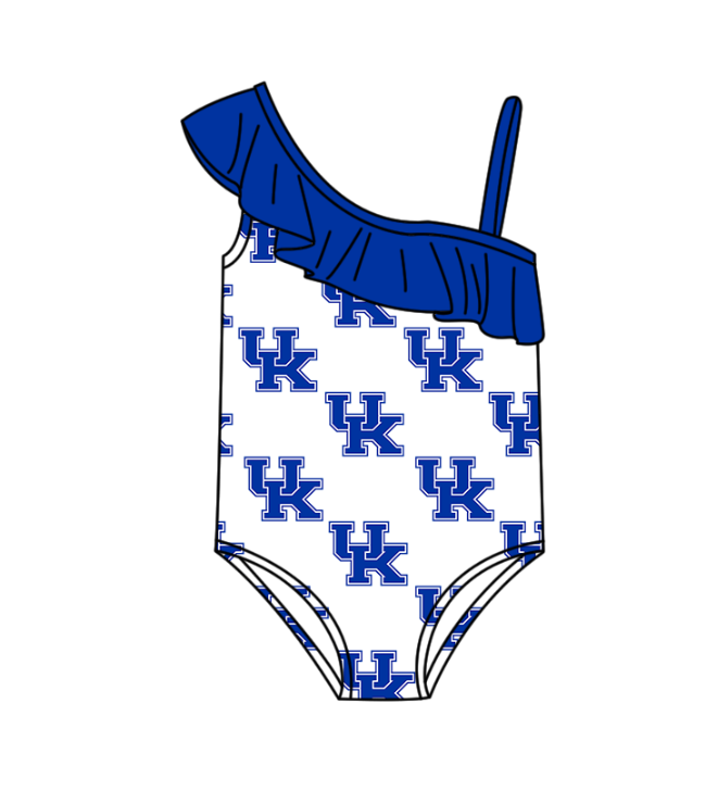 Custom moq 5 mix size milk silk summer teams Baby Girl Blue Two-Piece Swimsuit Set One Piece Swimsuits Boys Swim Trunks