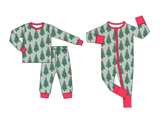 25.5.21 custom each style moq 5eta 4-6week Sibling Sisters Christmas trees baby boy long sleeve pants sets and rompers match family design