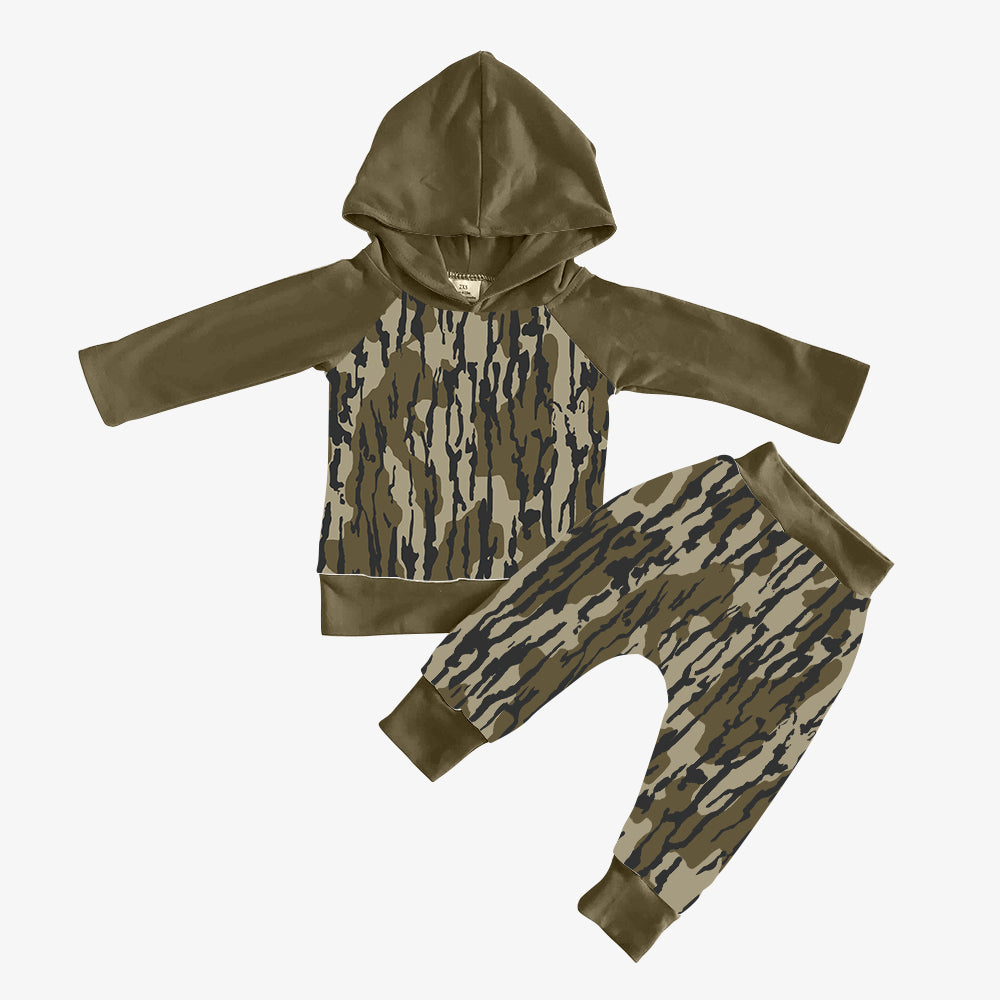 9.14 custom each style moq 5eta 4-6week baby boy clothes camouflage army green hooded long sleeve pants sets