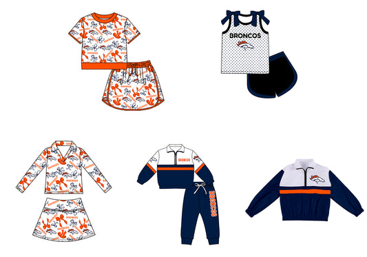 Custom moq 5 mix size milk silk summer teams Girls Navy Blue Polka Dot Top Shorts Set Top Skirt Short Set Zipper Pullover Jogger Pants Set Pullover Tops