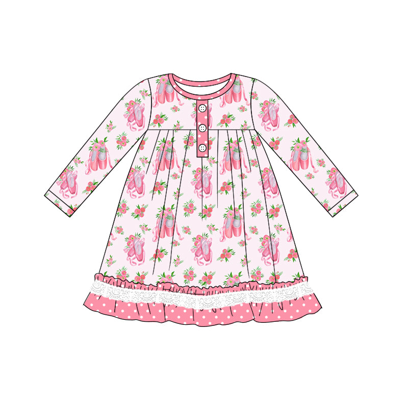 7.26 custom each style moq 5eta 4-6week Sibling Sister ballet shoes pink baby girls sets and dress and rompers match family design
