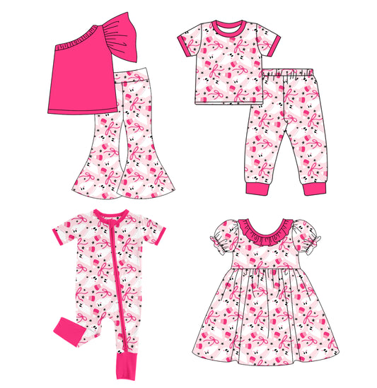 4.28 custom each style moq 5eta 4-6week Sibling Sister ghost bow short sleeve pants sets 1 and sets 2 and dress and romper match design