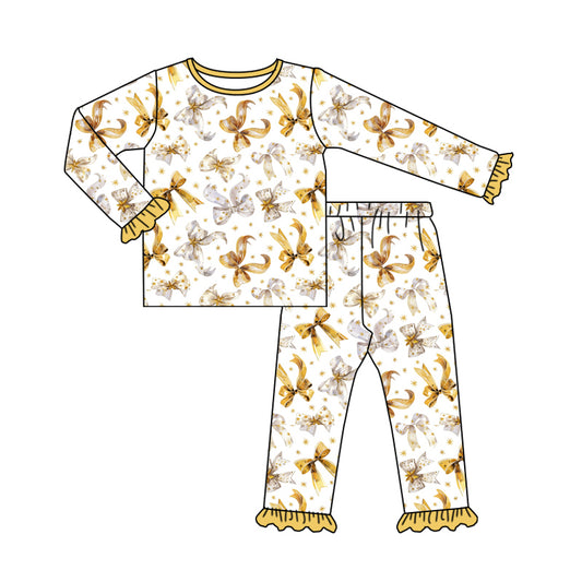 7.27 custom each style moq 5eta 4-6week Sibling Sister bow yellow baby girls sets and dress and rompers match family design